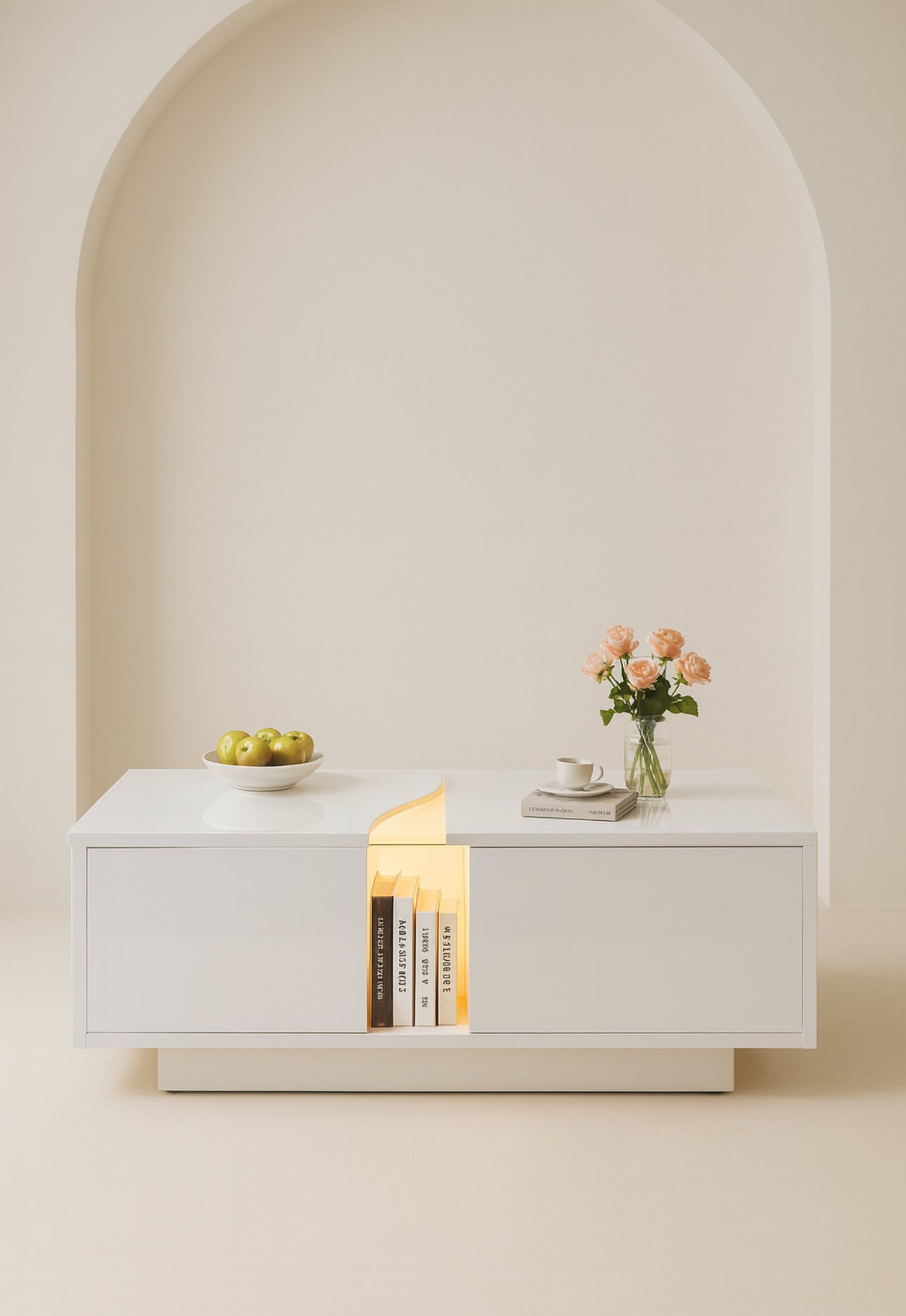 Sleek Modern LED coffee table (Hidden Drawers)