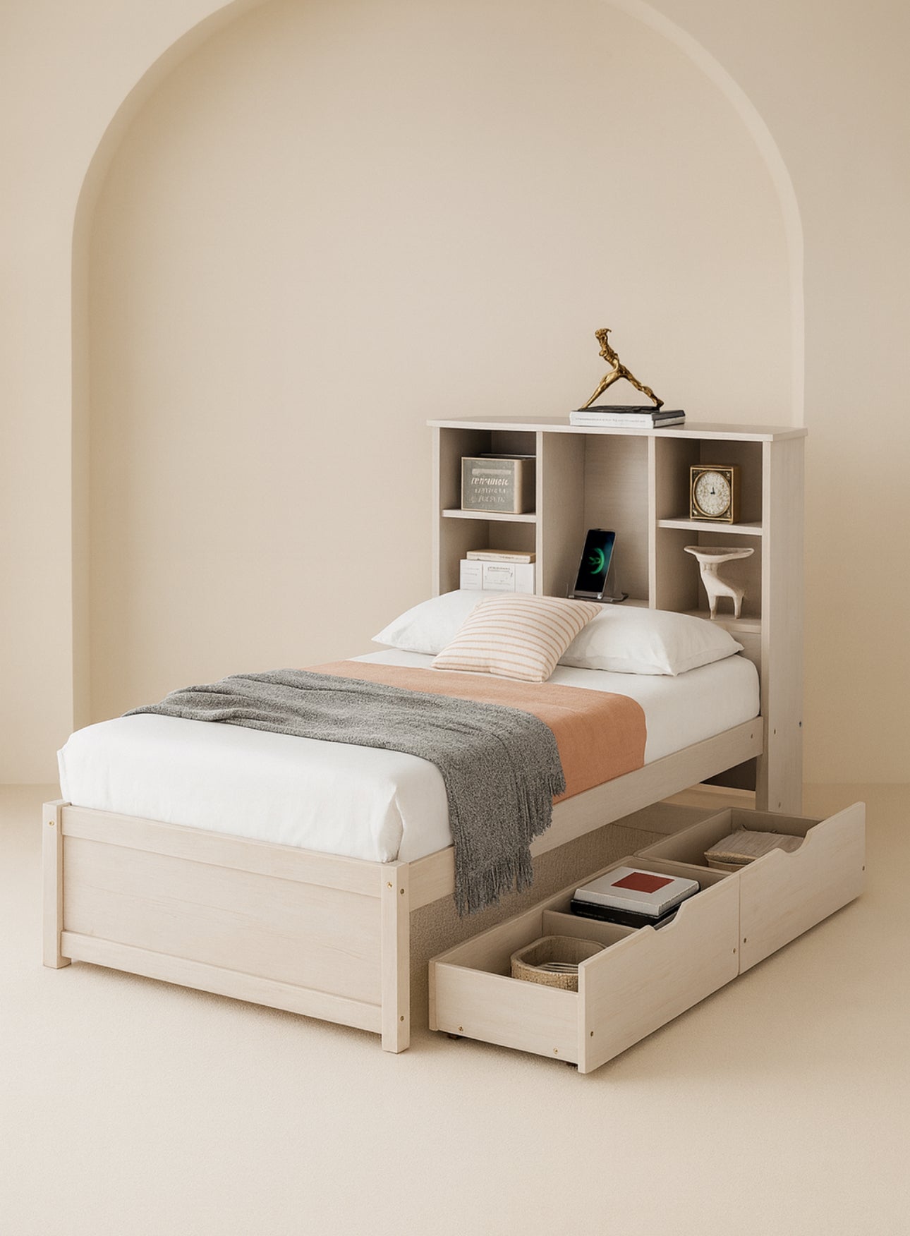 Minimalist Bookcase Storage Twin Bed Frame